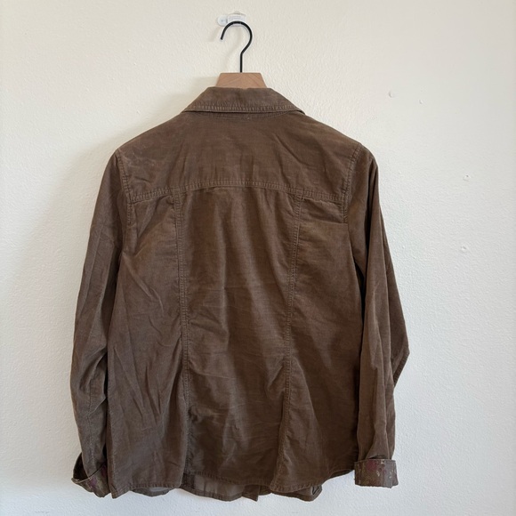 Sonoma Taupe Corduroy Shirt with Floral Accents - Picture 2 of 3